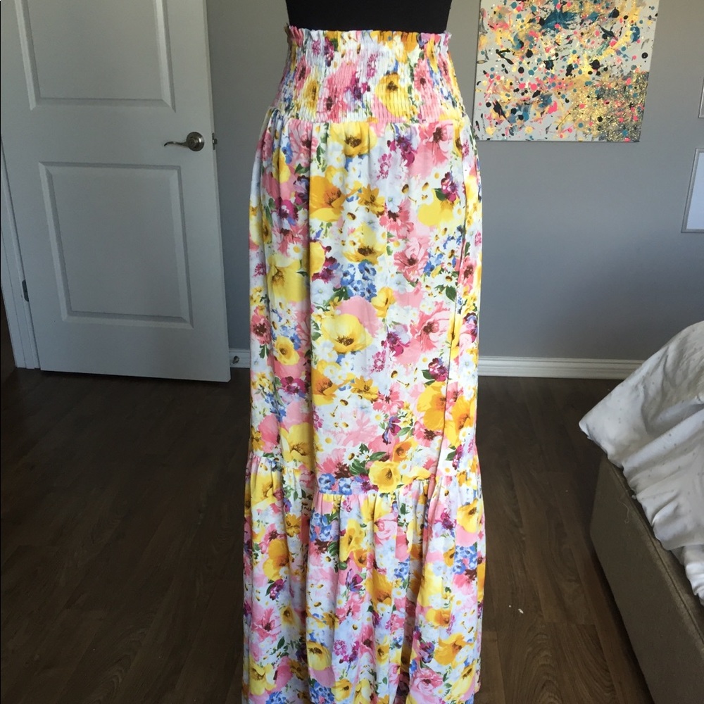 Buddy Love Floral Maxi Skirt - Yellow and Pink